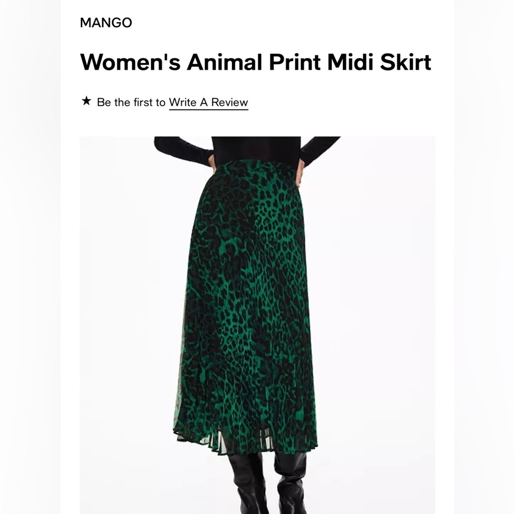 MANGO Animal Print Midi Skirt with tags in size XL
